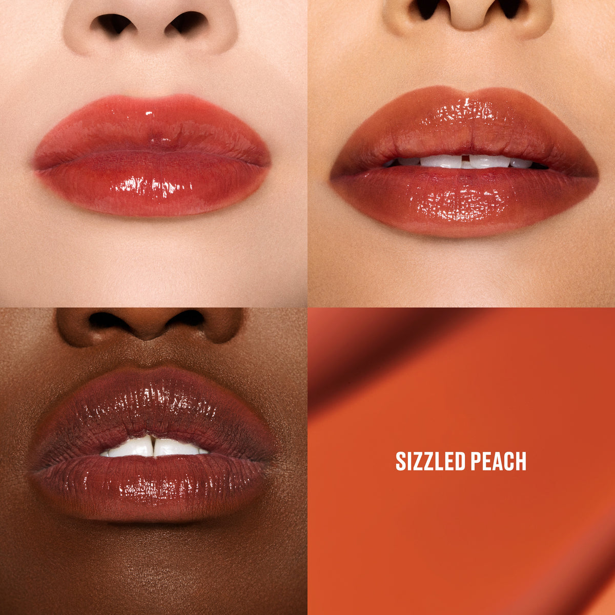 Lustreglass Stainglass Lip Tint, 3.0 ml, Sizzled Peach, Model, multiple
