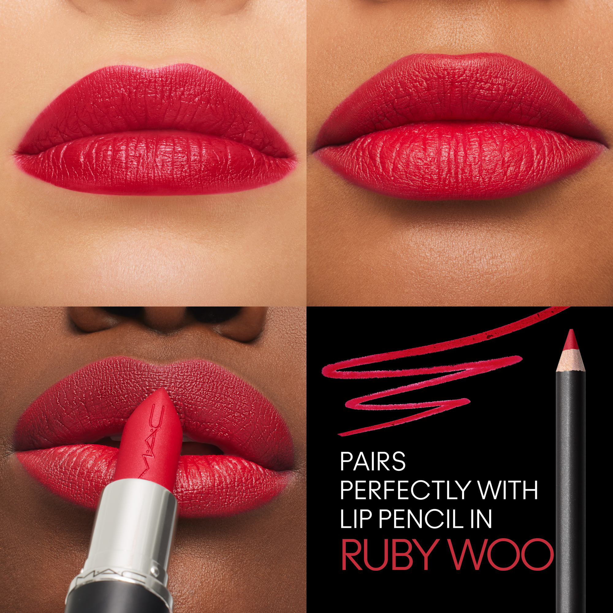 M·A·Cximal Silky Matte Lipstick / Mini MAC, 1.7 g, Ruby Woo, Model