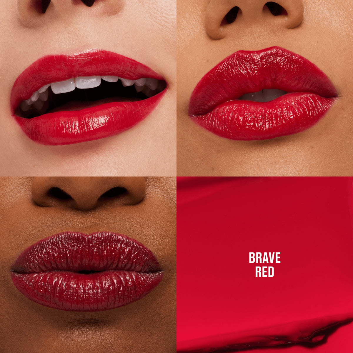 M·A·Cximal Sleek Satin Lipstick, 3.5 g, Brave Red, Model, multiple