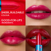Lustreglass Sheer-Shine Lipstick / M·A·C X Disney Minnie & Daisy, 3.0 g, Minnie Woo, Model