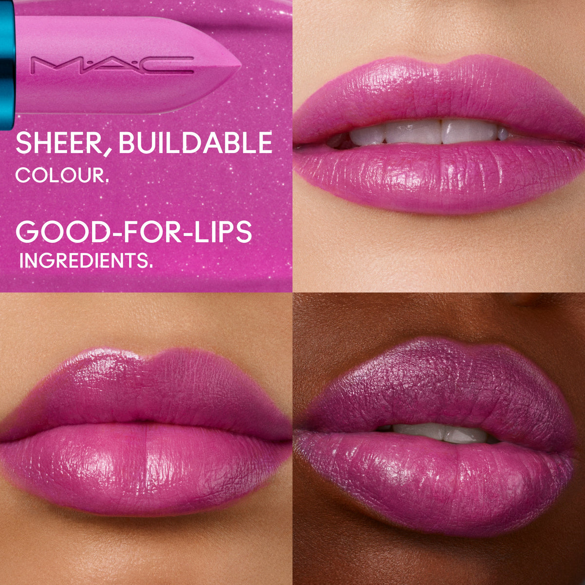 Lustreglass Sheer-Shine Lipstick / M·A·C X Disney Minnie & Daisy, 3.0 g, Gal Pals, Model