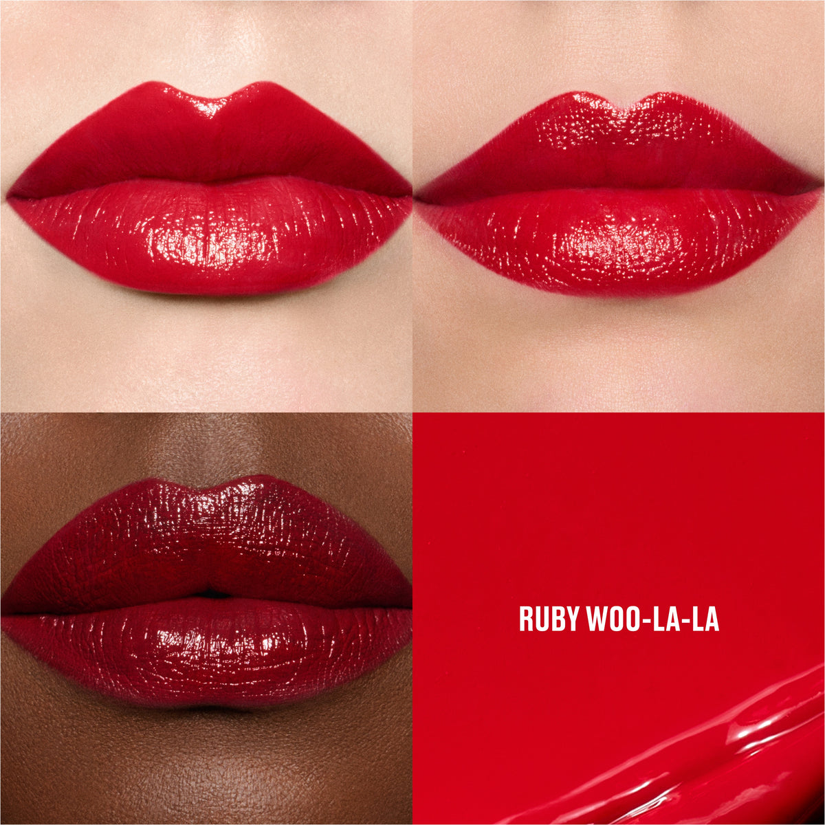 M·A·Cximal Sleek Satin Lipstick / Holiday, 3.5 g, Ruby Woo-La-La, Model, multiple