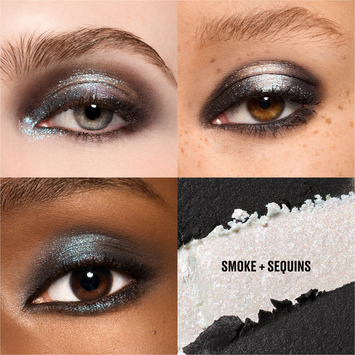 Smoke + Ice Eye Shadow Duo, 2.0 g, Smoke + Sequins, Model, multiple