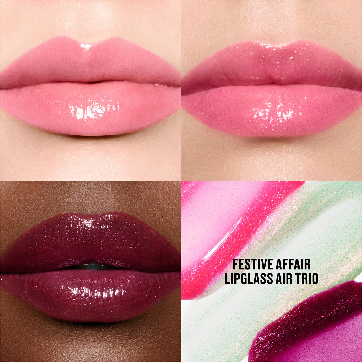 Festive Affair Lipglass Air Trio, Model, multiple